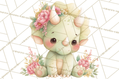 Cute Baby Dinosaurs Clipart PNG, Watercolor Dinosaur Product Image 2