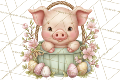 Easter Baby Animals in Baskets Clipart, Cute Lambs Png Product Image 2