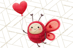 Valentine Ladybug Clipart PNG, Cute Bee Butterfly Beetle Png Product Image 5