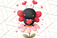 Valentine Ladybug Clipart PNG, Cute Bee Butterfly Beetle Png Product Image 2