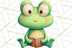 Frog Storybook Clipart, Cute Cartoon Frog Illustrations Png Product Image 2