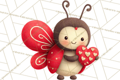 Valentine Ladybug Clipart PNG, Cute Bee Butterfly Beetle Png Product Image 3