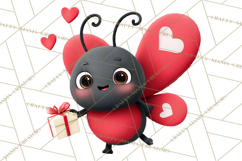 Valentine Ladybug Clipart PNG, Cute Bee Butterfly Beetle Png Product Image 4