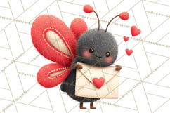 Valentine Ladybug Clipart PNG, Cute Bee Butterfly Beetle Png Product Image 5