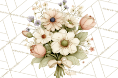 Vintage Spring Florals Clipart, Cottagecore Flower Png Product Image 5