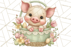 Easter Baby Animals in Baskets Clipart, Cute Lambs Png Product Image 3