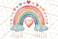 Valentine Boho Rainbow Clipart, Romantic Heart Rainbows PNG Product Image 3