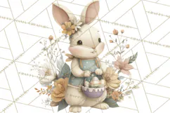 Easter Bunny Clipart PNG, Baby Bunnies in Pastel Garden Product Image 3