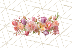 Soft Pastel Spring Floral Clipart, Pink Roses Tulips Png Product Image 2