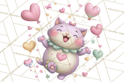Valentine Cat Clipart PNG, Cute Valentine Cats, Kids Product Image 2