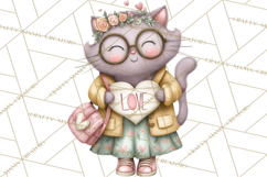 Valentine Cat Clipart PNG, Cute Valentine Cats, Kids Product Image 3