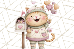 Valentine Cat Clipart PNG, Cute Valentine Cats, Kids Product Image 4
