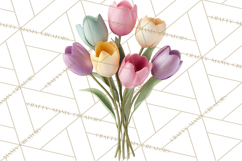 Soft Pastel Spring Floral Clipart, Pink Roses Tulips Png Product Image 4