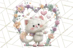 Valentine Cat Clipart PNG, Cute Valentine Cats, Kids Product Image 2