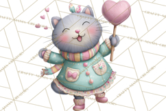 Valentine Cat Clipart PNG, Cute Valentine Cats, Kids Product Image 4