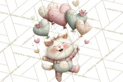 Valentine Cat Clipart PNG, Cute Valentine Cats, Kids Product Image 5