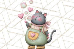 Valentine Cat Clipart PNG, Cute Valentine Cats, Kids Product Image 2