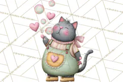 Valentine Cat Clipart PNG, Cute Valentine Cats, Kids Product Image 2