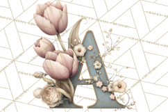 Blooming Letters Clipart, Floral Alphabet Clip Art PNG Product Image 4