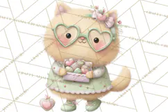 Valentine Cat Clipart PNG, Cute Valentine Cats, Kids Product Image 3