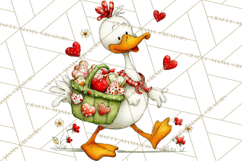 Valentine Goose Clipart PNG, Cute Watercolor Goose World Png Product Image 4