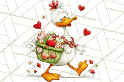 Valentine Goose Clipart PNG, Cute Watercolor Goose World Png Product Image 4