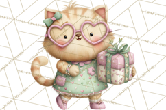 Valentine Cat Clipart PNG, Cute Valentine Cats, Kids Product Image 5