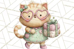 Valentine Cat Clipart PNG, Cute Valentine Cats, Kids Product Image 5
