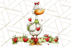 Valentine Goose Clipart PNG, Cute Watercolor Goose World Png Product Image 5