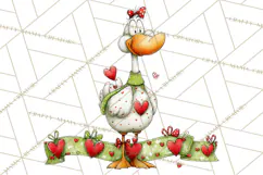 Valentine Goose Clipart PNG, Cute Watercolor Goose World Png Product Image 5