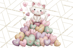 Valentine Cat Clipart PNG, Cute Valentine Cats, Kids Product Image 3