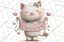 Valentine Cat Clipart PNG, Cute Valentine Cats, Kids Product Image 4