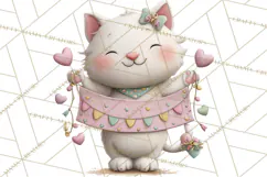 Valentine Cat Clipart PNG, Cute Valentine Cats, Kids Product Image 4