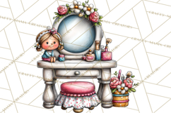 Retro Glam Kids Clipart PNG, Vintage Inspired Mini World Product Image 5