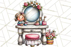 Retro Glam Kids Clipart PNG, Vintage Inspired Mini World Product Image 5