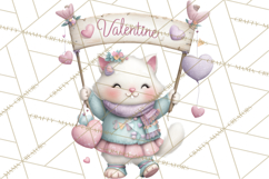 Valentine Cat Clipart PNG, Cute Valentine Cats, Kids Product Image 5