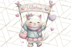 Valentine Cat Clipart PNG, Cute Valentine Cats, Kids Product Image 5