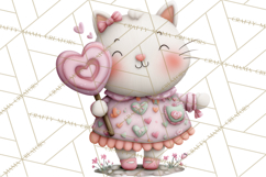 Valentine Cat Clipart PNG, Cute Valentine Cats, Kids Product Image 2
