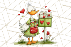 Valentine Goose Clipart PNG, Cute Watercolor Goose World Png Product Image 4