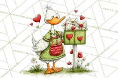 Valentine Goose Clipart PNG, Cute Watercolor Goose World Png Product Image 4