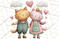 Valentine Cat Clipart PNG, Cute Valentine Cats, Kids Product Image 4