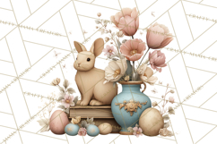 French Vintage Easter Bunny Clipart PNG, Soft Pastel Easter Product Image 5