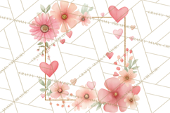Watercolor Corner &amp; Border Clipart, Floral Frames, Heart Png Product Image 5