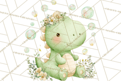 Cute Baby Dinosaurs Clipart PNG, Watercolor Dinosaur Product Image 5