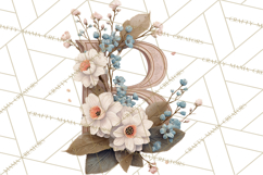 Blooming Letters Clipart, Floral Alphabet Clip Art PNG Product Image 5
