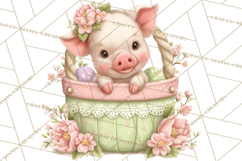 Easter Baby Animals in Baskets Clipart, Cute Lambs Png Product Image 5