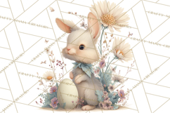 Easter Bunny Clipart PNG, Baby Bunnies in Pastel Garden Product Image 5