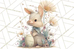 Easter Bunny Clipart PNG, Baby Bunnies in Pastel Garden Product Image 5