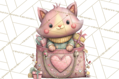 Valentine Cat Clipart PNG, Cute Valentine Cats, Kids Product Image 5