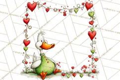 Valentine Goose Clipart PNG, Cute Watercolor Goose World Png Product Image 5